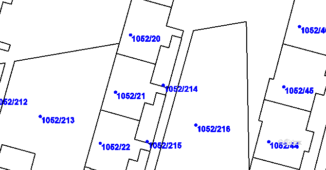 Parcela st. 1052/214 v KÚ Krč, Katastrální mapa