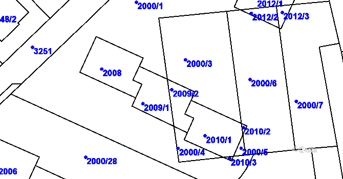 Parcela st. 2009/2 v KÚ Krč, Katastrální mapa