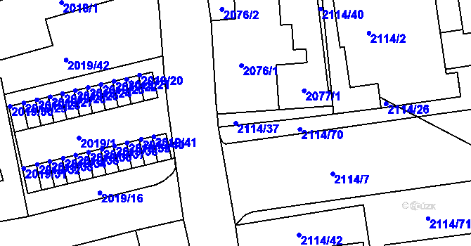 Parcela st. 2114/37 v KÚ Krč, Katastrální mapa