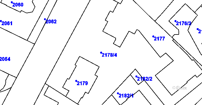Parcela st. 2178/4 v KÚ Krč, Katastrální mapa