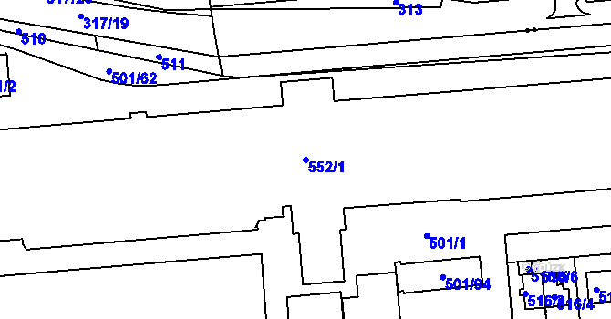 Parcela st. 552/1 v KÚ Krč, Katastrální mapa