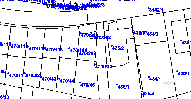 Parcela st. 470/230 v KÚ Krč, Katastrální mapa
