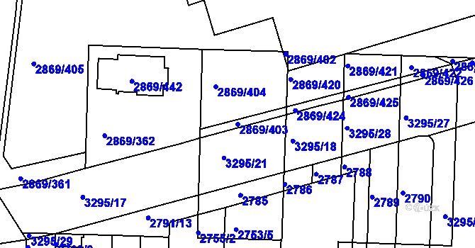 Parcela st. 2869/403 v KÚ Krč, Katastrální mapa