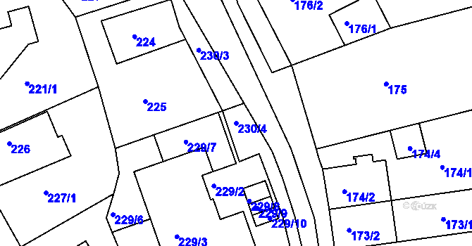 Parcela st. 230/4 v KÚ Krč, Katastrální mapa