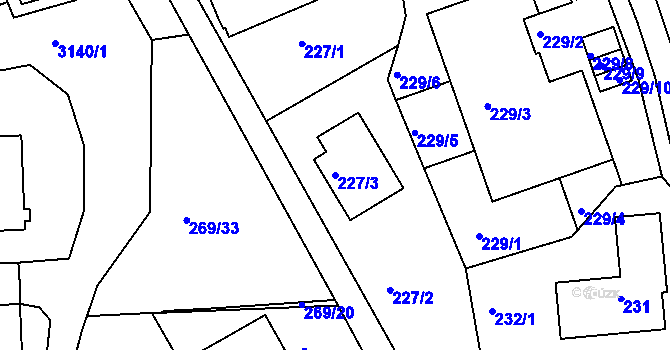 Parcela st. 227/3 v KÚ Krč, Katastrální mapa