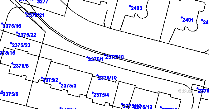 Parcela st. 2375/18 v KÚ Krč, Katastrální mapa