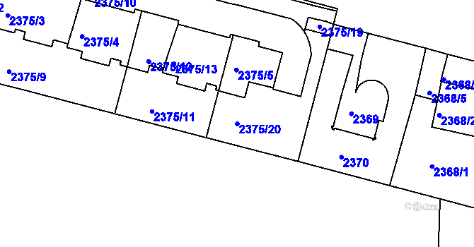 Parcela st. 2375/20 v KÚ Krč, Katastrální mapa