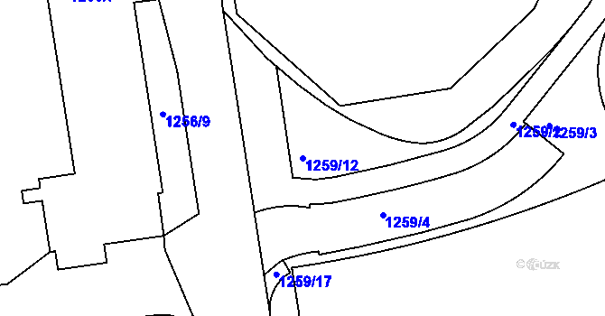 Parcela st. 1259/12 v KÚ Krč, Katastrální mapa