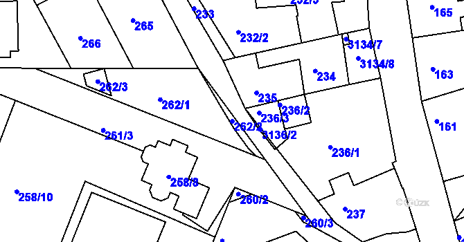 Parcela st. 262/2 v KÚ Krč, Katastrální mapa