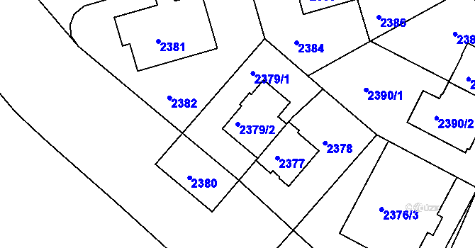 Parcela st. 2379/2 v KÚ Krč, Katastrální mapa