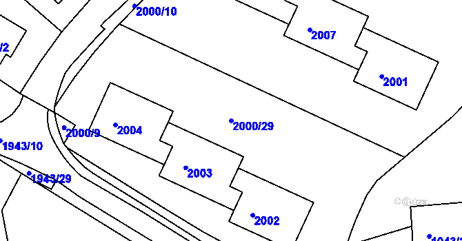 Parcela st. 2000/29 v KÚ Krč, Katastrální mapa