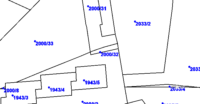 Parcela st. 2000/32 v KÚ Krč, Katastrální mapa