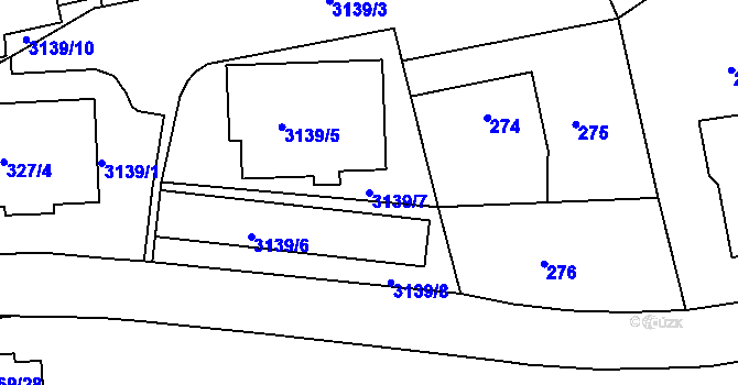 Parcela st. 3139/7 v KÚ Krč, Katastrální mapa