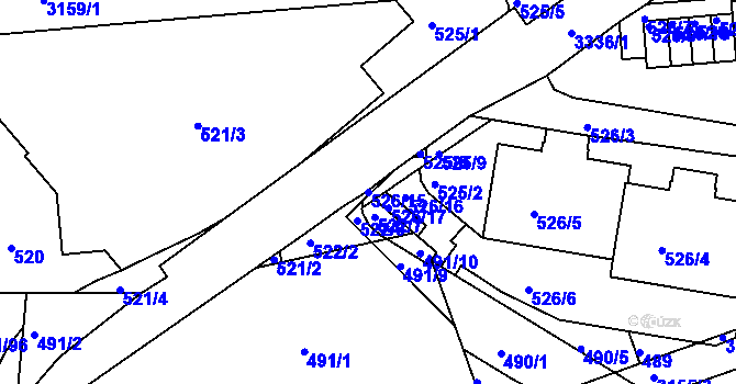 Parcela st. 526/15 v KÚ Krč, Katastrální mapa