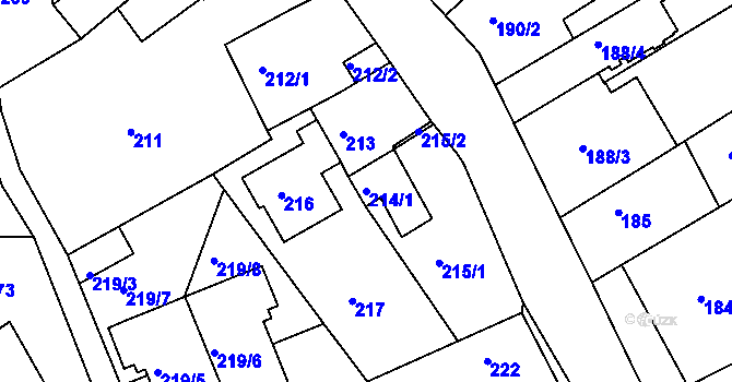 Parcela st. 214/1 v KÚ Krč, Katastrální mapa