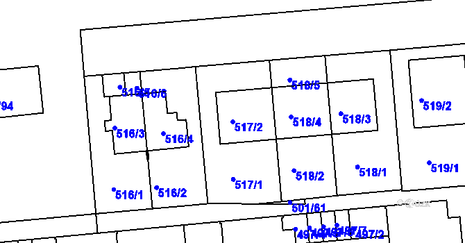 Parcela st. 517/2 v KÚ Krč, Katastrální mapa
