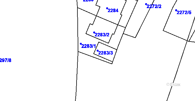 Parcela st. 2283/3 v KÚ Krč, Katastrální mapa