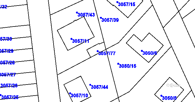 Parcela st. 3057/77 v KÚ Krč, Katastrální mapa