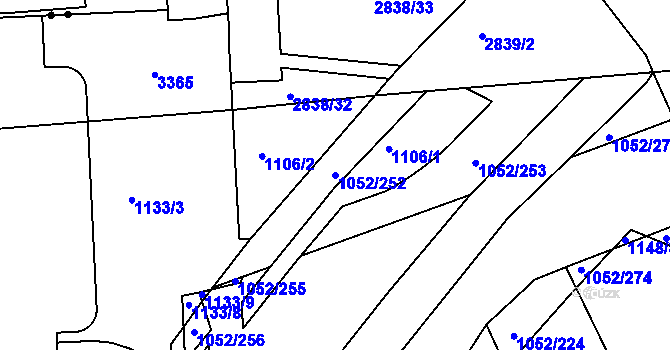 Parcela st. 1052/252 v KÚ Krč, Katastrální mapa