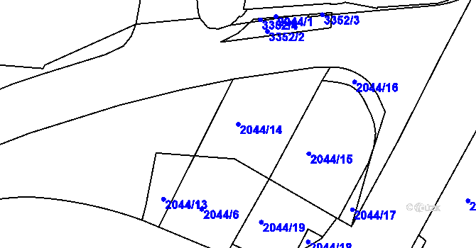 Parcela st. 2044/14 v KÚ Krč, Katastrální mapa
