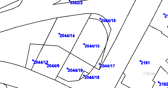 Parcela st. 2044/15 v KÚ Krč, Katastrální mapa