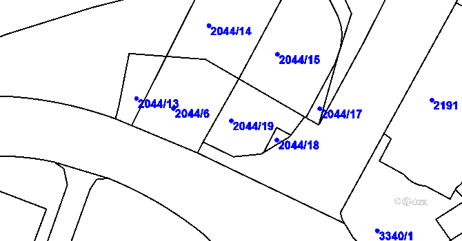 Parcela st. 2044/19 v KÚ Krč, Katastrální mapa
