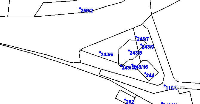 Parcela st. 243/6 v KÚ Krč, Katastrální mapa
