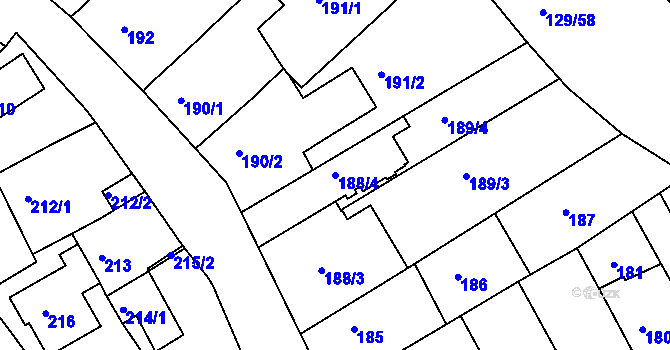 Parcela st. 188/4 v KÚ Krč, Katastrální mapa