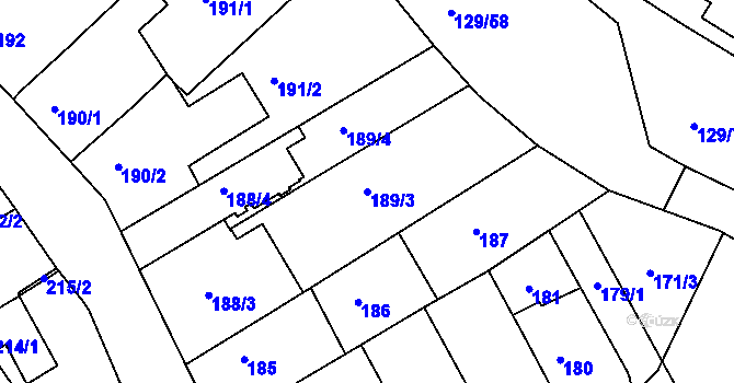 Parcela st. 189/3 v KÚ Krč, Katastrální mapa