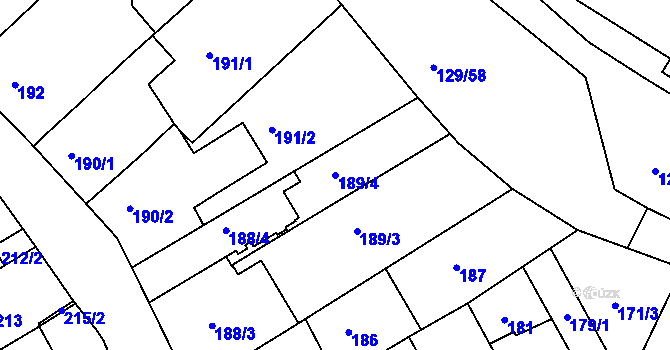 Parcela st. 189/4 v KÚ Krč, Katastrální mapa