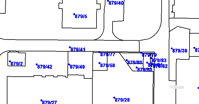 Parcela st. 879/77 v KÚ Krč, Katastrální mapa