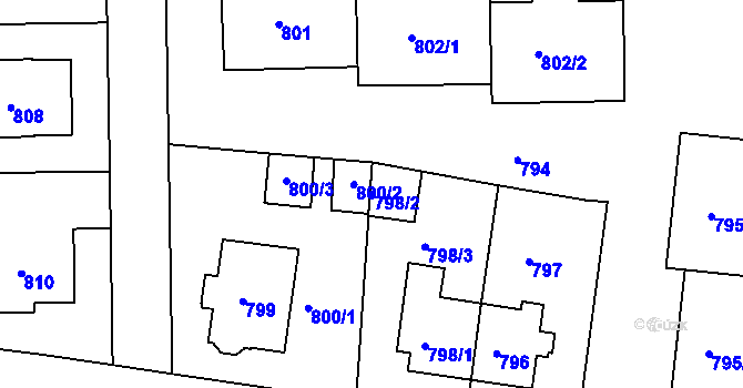 Parcela st. 798/2 v KÚ Krč, Katastrální mapa