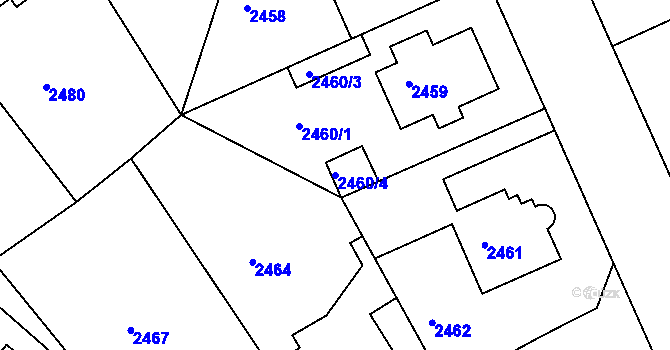 Parcela st. 2460/4 v KÚ Krč, Katastrální mapa