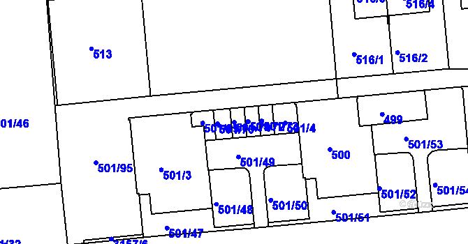 Parcela st. 501/71 v KÚ Krč, Katastrální mapa