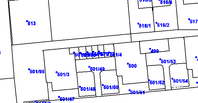 Parcela st. 501/73 v KÚ Krč, Katastrální mapa