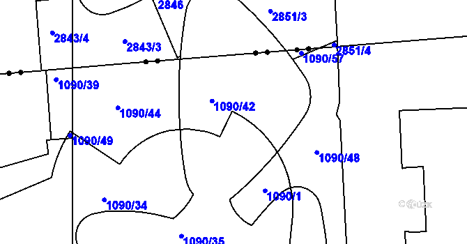 Parcela st. 1090/37 v KÚ Krč, Katastrální mapa