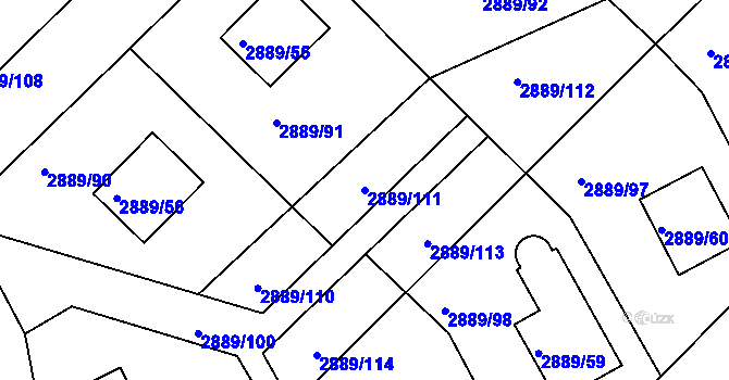 Parcela st. 2889/111 v KÚ Krč, Katastrální mapa