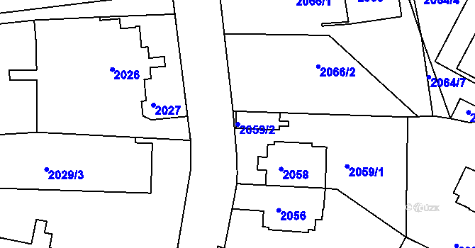 Parcela st. 2059/2 v KÚ Krč, Katastrální mapa
