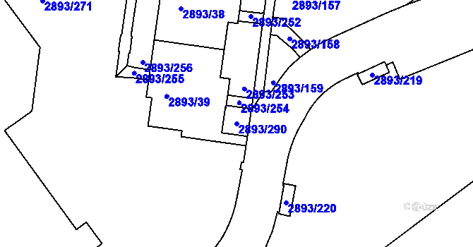 Parcela st. 2893/290 v KÚ Krč, Katastrální mapa