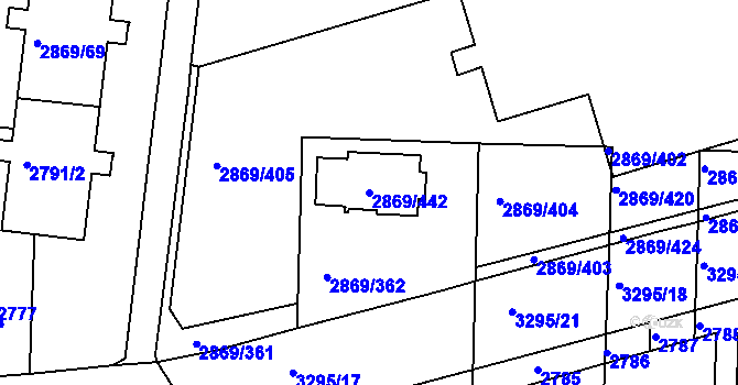 Parcela st. 2869/442 v KÚ Krč, Katastrální mapa