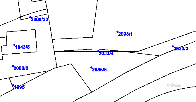 Parcela st. 2033/4 v KÚ Krč, Katastrální mapa