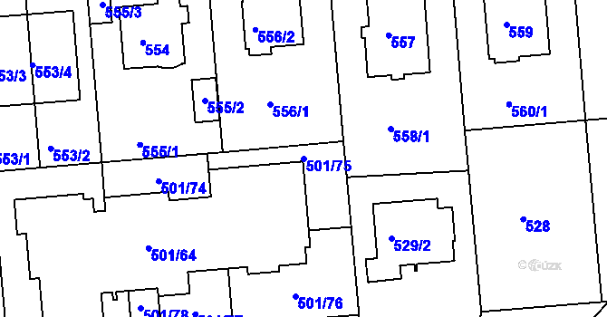 Parcela st. 501/75 v KÚ Krč, Katastrální mapa