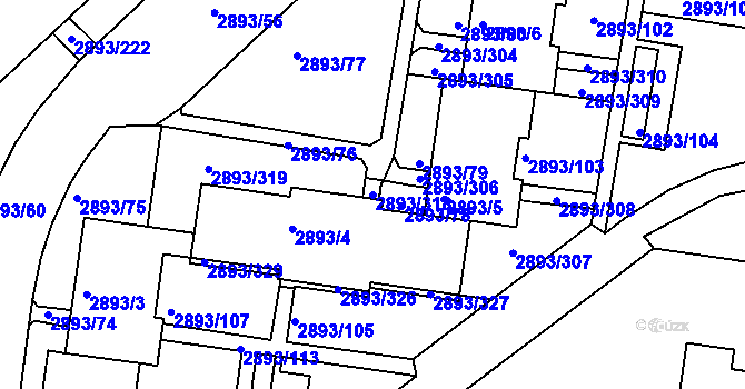 Parcela st. 2893/318 v KÚ Krč, Katastrální mapa