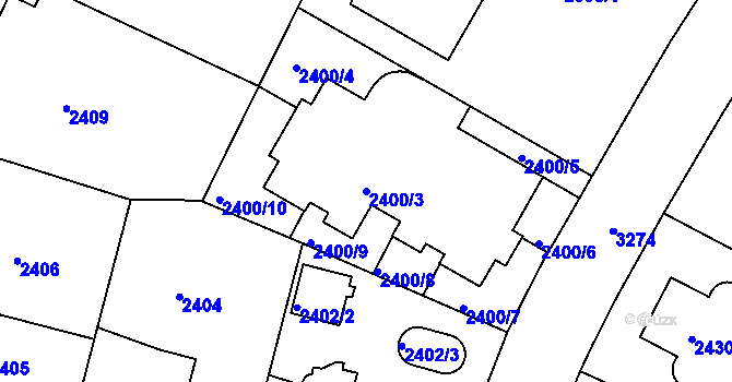 Parcela st. 2400/3 v KÚ Krč, Katastrální mapa