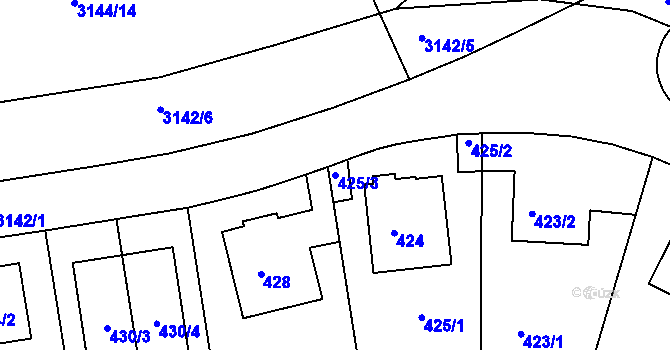 Parcela st. 425/3 v KÚ Krč, Katastrální mapa