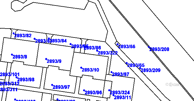 Parcela st. 2893/322 v KÚ Krč, Katastrální mapa