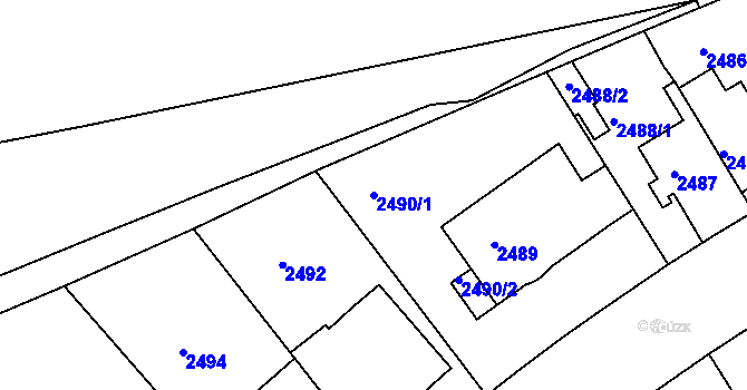 Parcela st. 2490/1 v KÚ Krč, Katastrální mapa