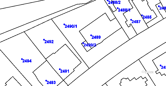 Parcela st. 2490/2 v KÚ Krč, Katastrální mapa
