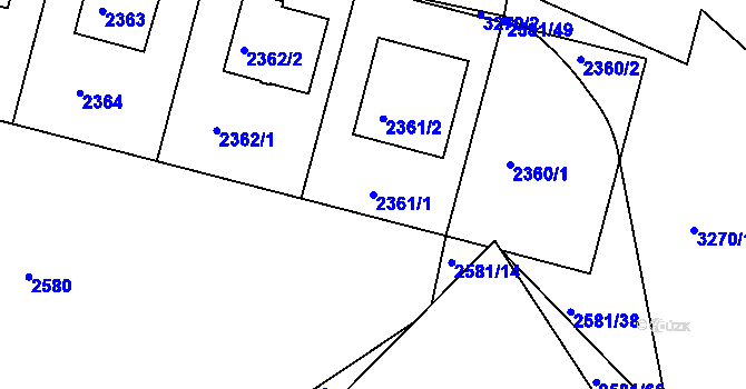 Parcela st. 2361/1 v KÚ Krč, Katastrální mapa