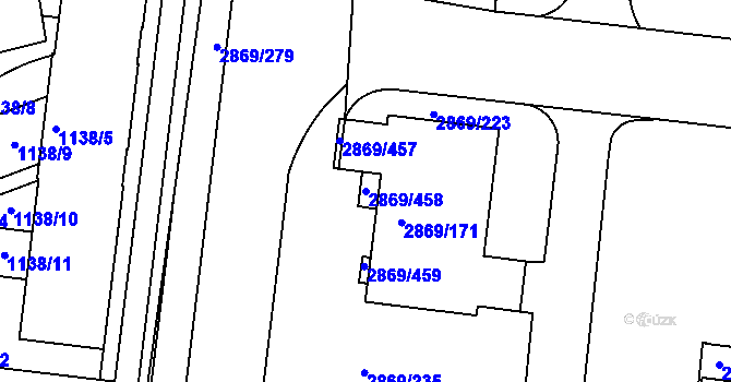 Parcela st. 2869/458 v KÚ Krč, Katastrální mapa
